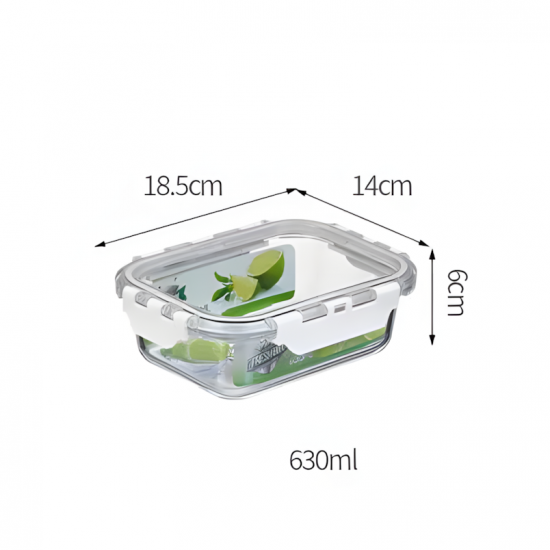 Glass Tupperware with Plastic Lid – 630 ml